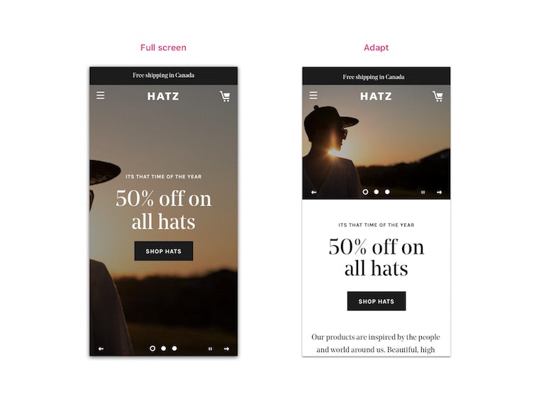 Shopify slideshow: layout changes on mobile