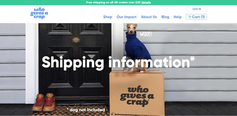 UX writing: who gives a crap homepage