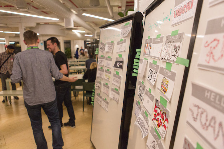 Dribbble and Shopify Team Up April 2015: Walls of Name tag Art