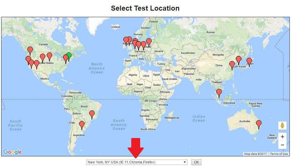 Web developer tools to increase productivity: Select test location