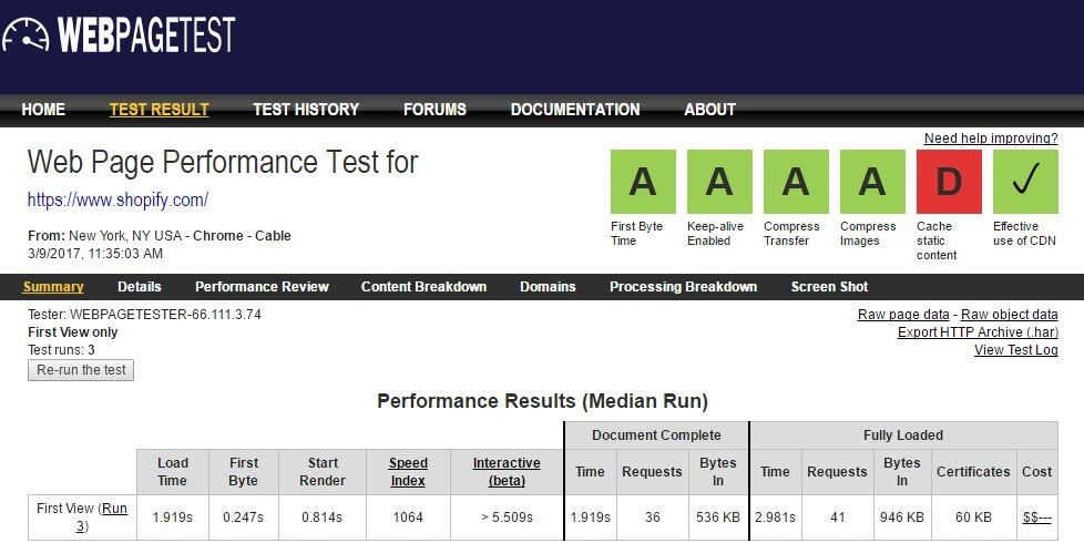 Web developer tools to increase productivity: Web page performance results
