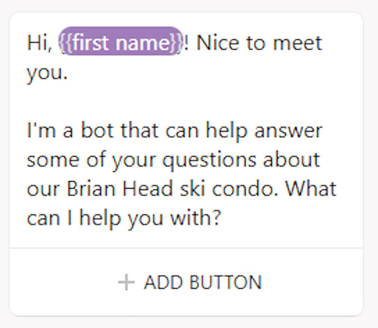ai chatbots: step 4, welcome messages