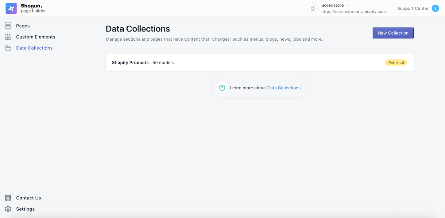 app ui: data collections