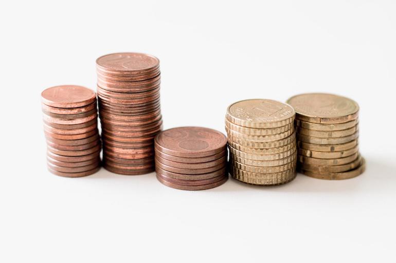 business cash flow: piles of coins