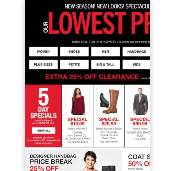 Color contrast in mobile designs - Macy's