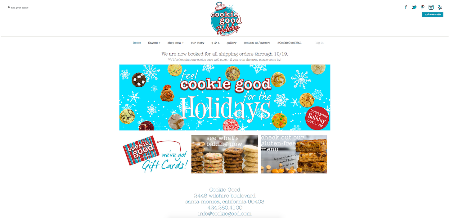 Christmas-themed ecommerce website: Cookie Good by Greta Rose