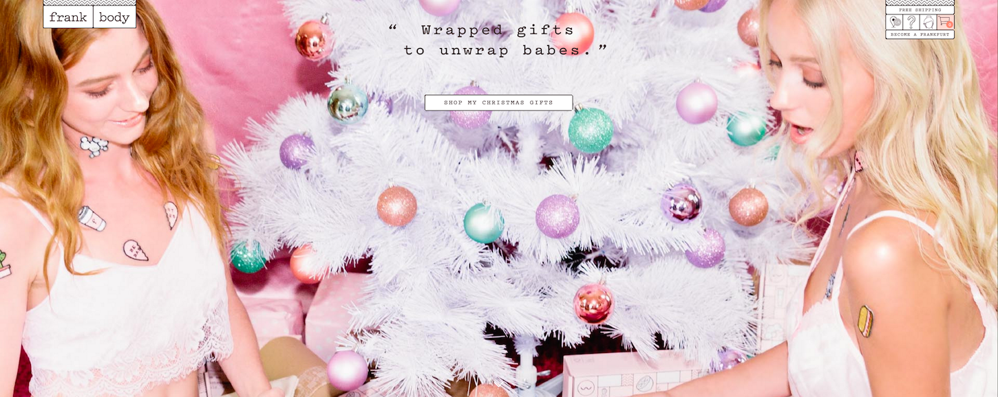 Christmas-themed ecommerce website: Frank Body Homepage by Love + Money