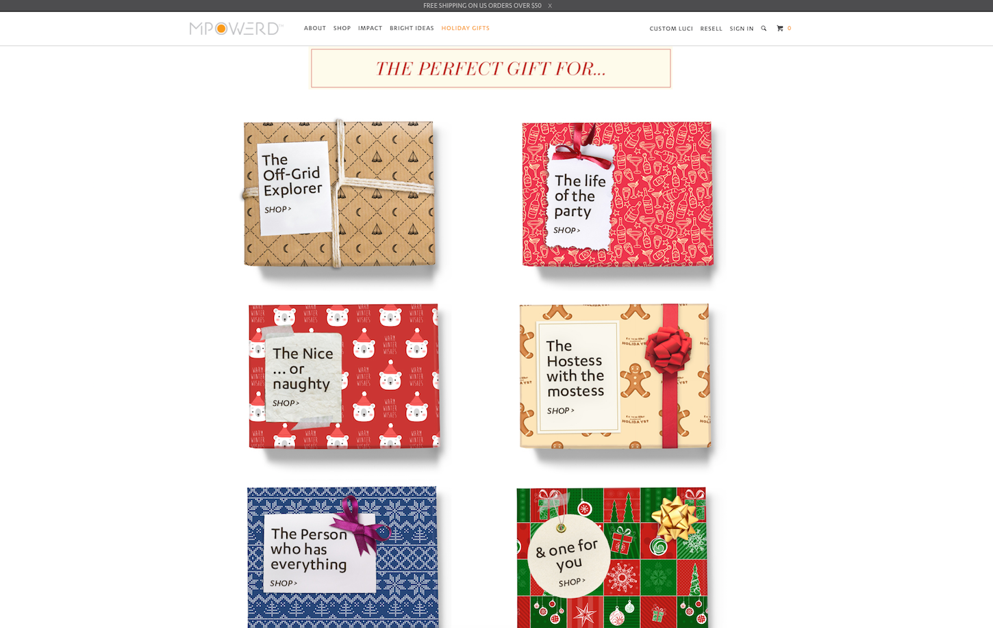 Christmas-themed ecommerce website: MPowered by Genome