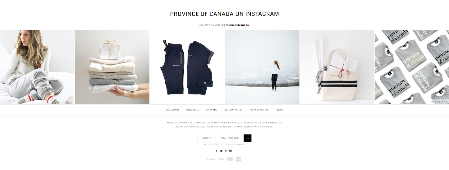 Christmas-themed ecommerce website: Province of Canada by Up Later Than You