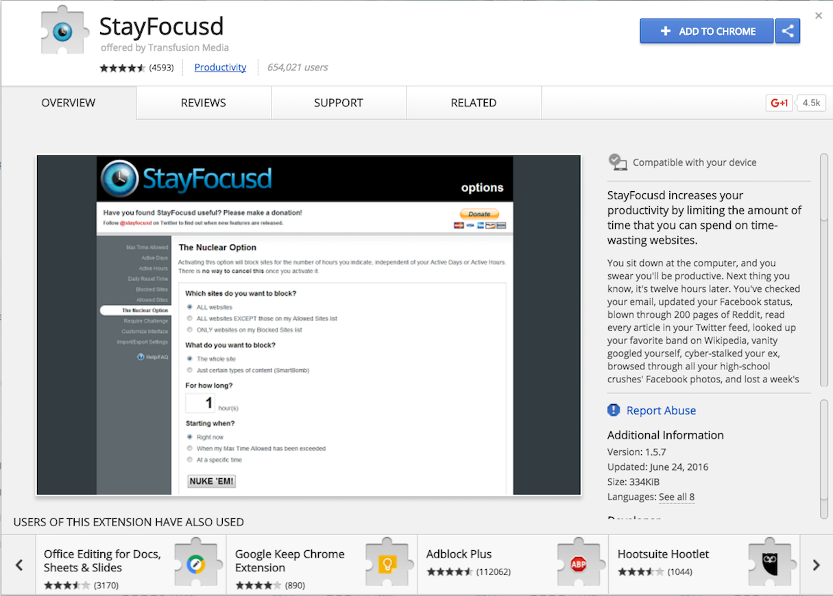 Chrome Extensions: StayFocusd