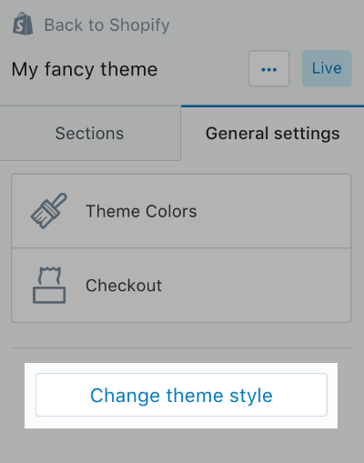 Color schemes with theme options and presets - presets button