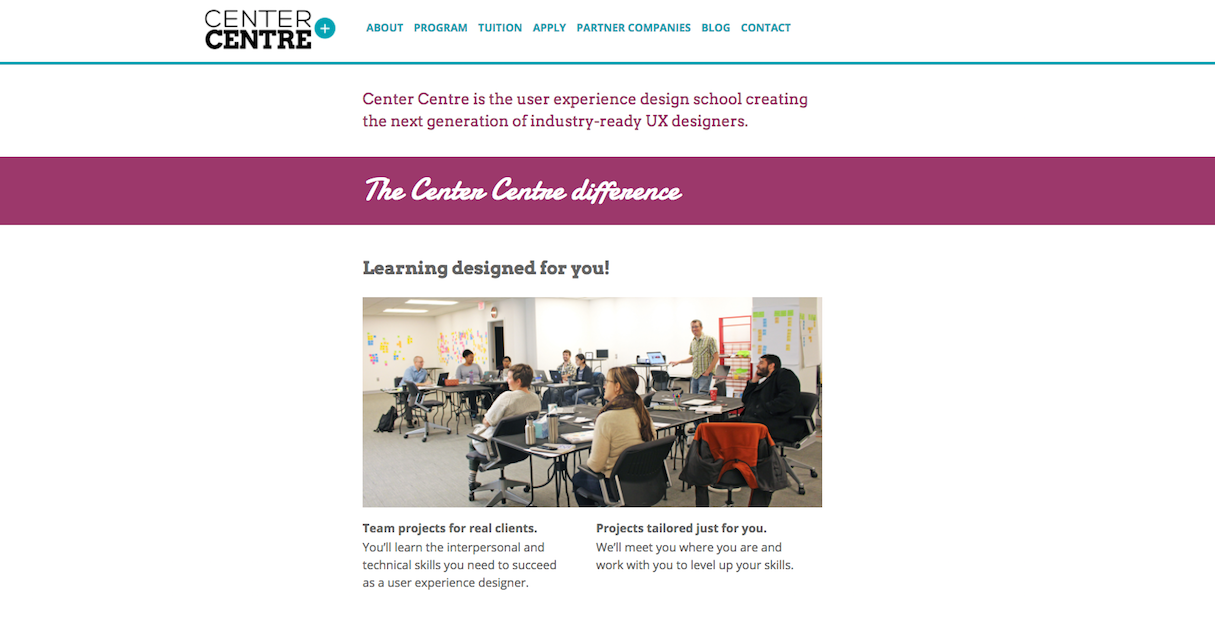 Continual learning in web design and development: Center Centre