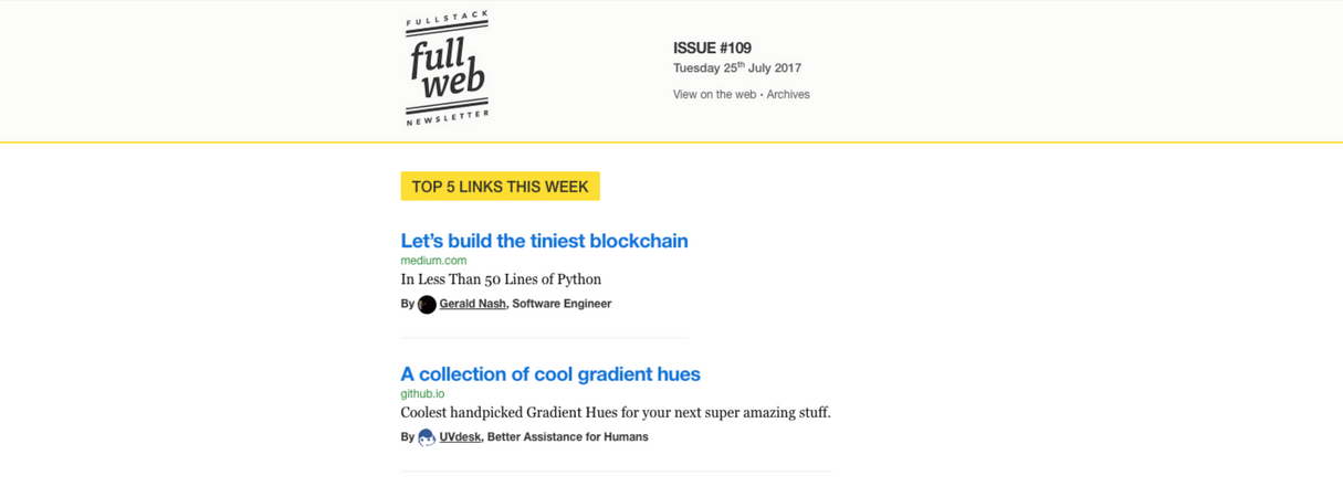 developer newsletter: fullweb