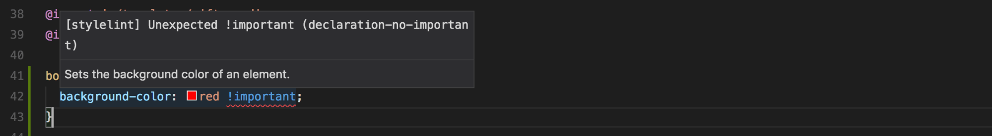 development workflow: stylelint extension