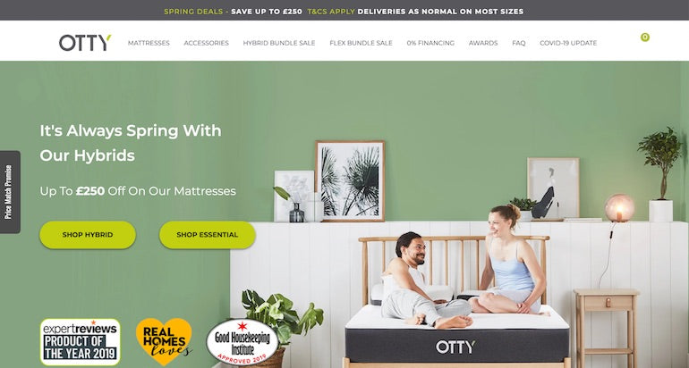 ecommerce store: OTTY homepage