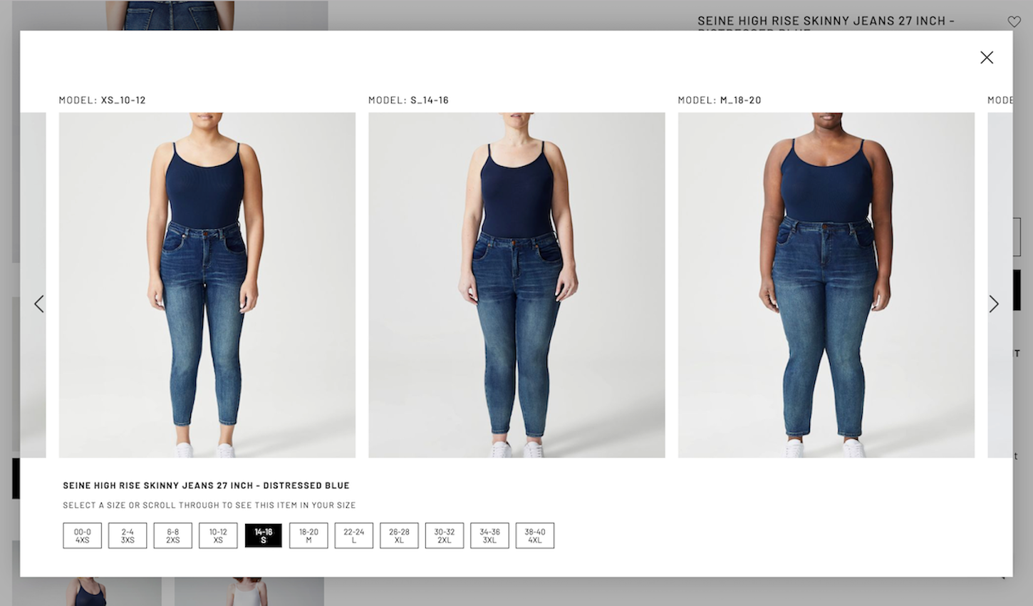 ecommerce trends: Universal Standard See it in Your Size tool