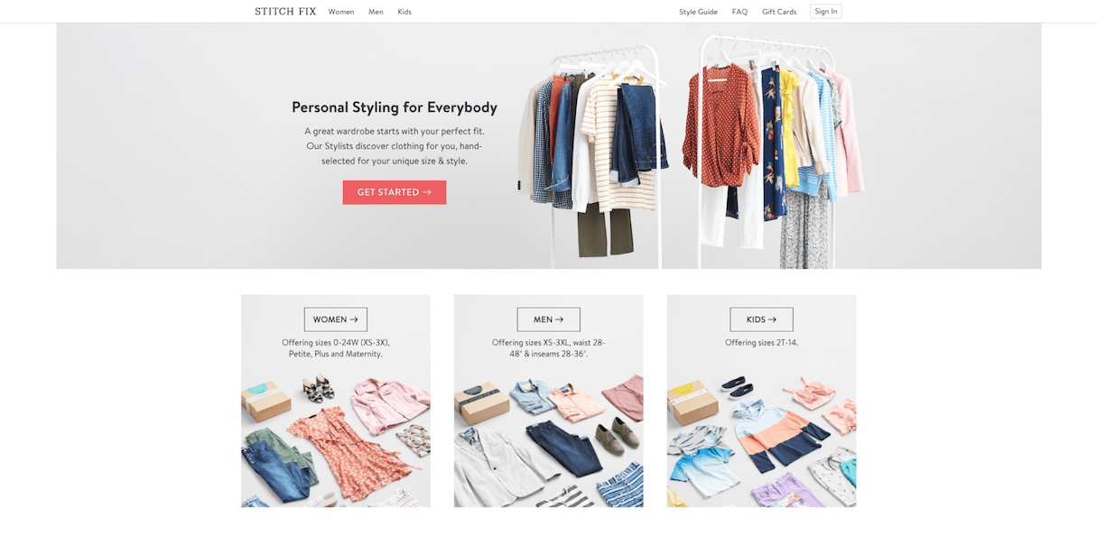 ecommerce user centered design: stitch fix