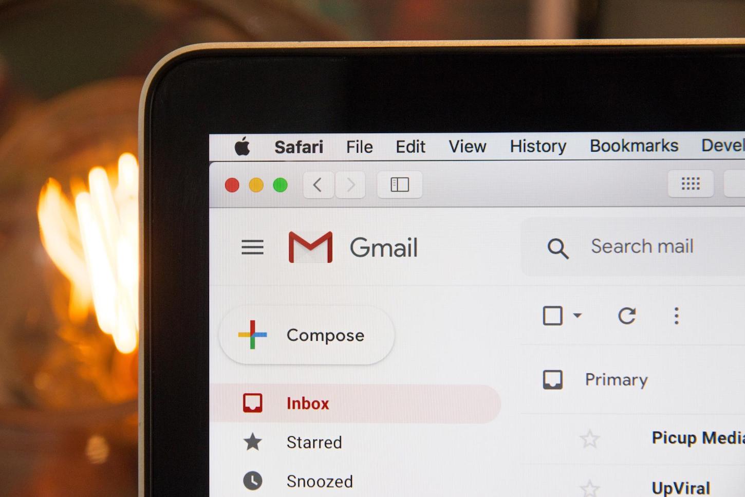 Email Segmentation: Laptop screen with Gmail