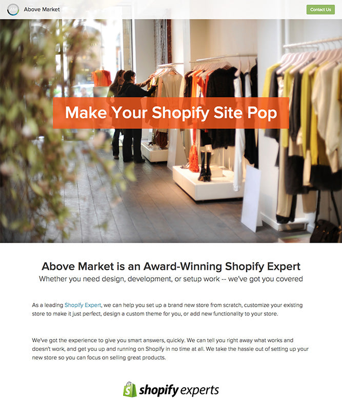 How to attract more clients as a Shopify Partner: 
Above Market