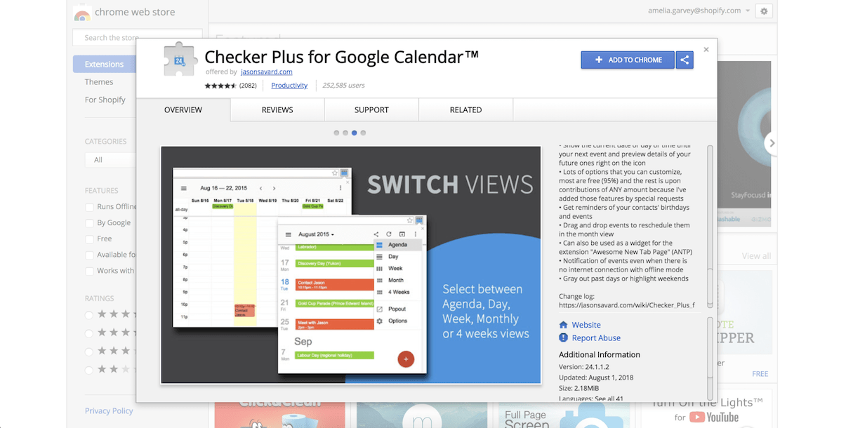 google calendar extension: checker plus