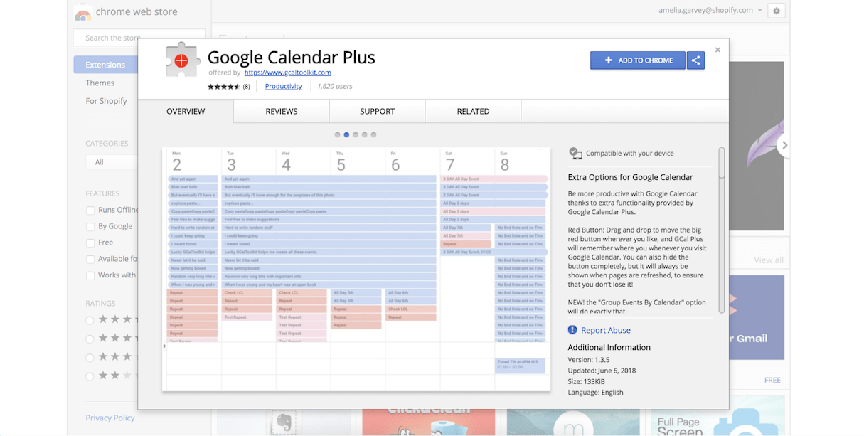 google calendar extension: google calendar plus