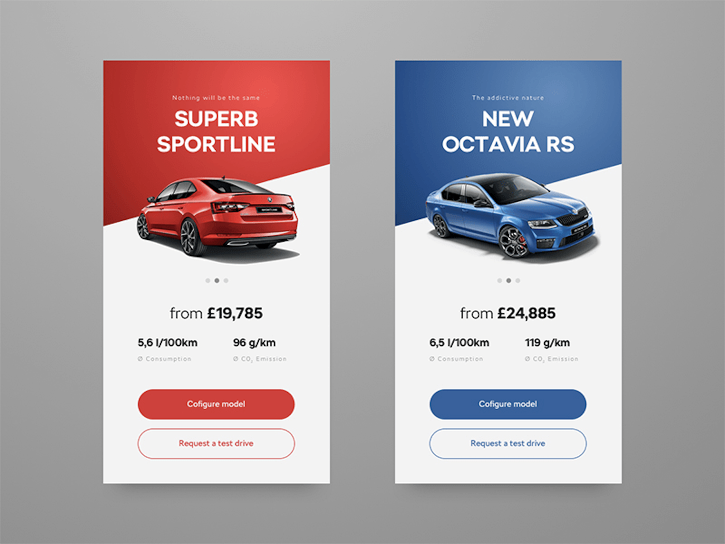 header design: product cards