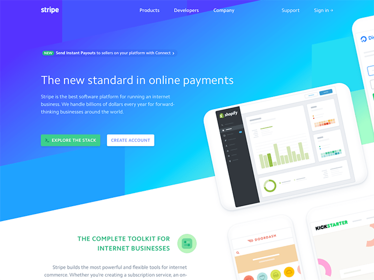 header design: stripe