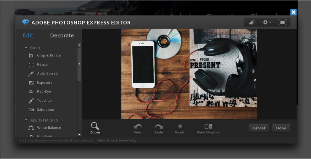 Image tools for web developers 2017: Photoshop Express Editor