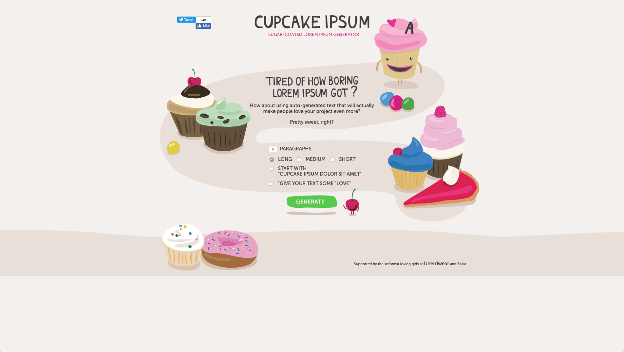 lorem ipsum generator: cupcake