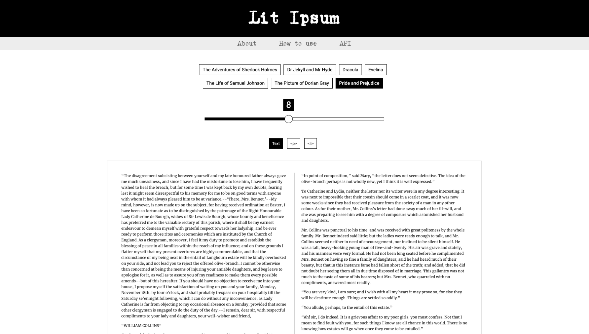 lorem ipsum generator: lit