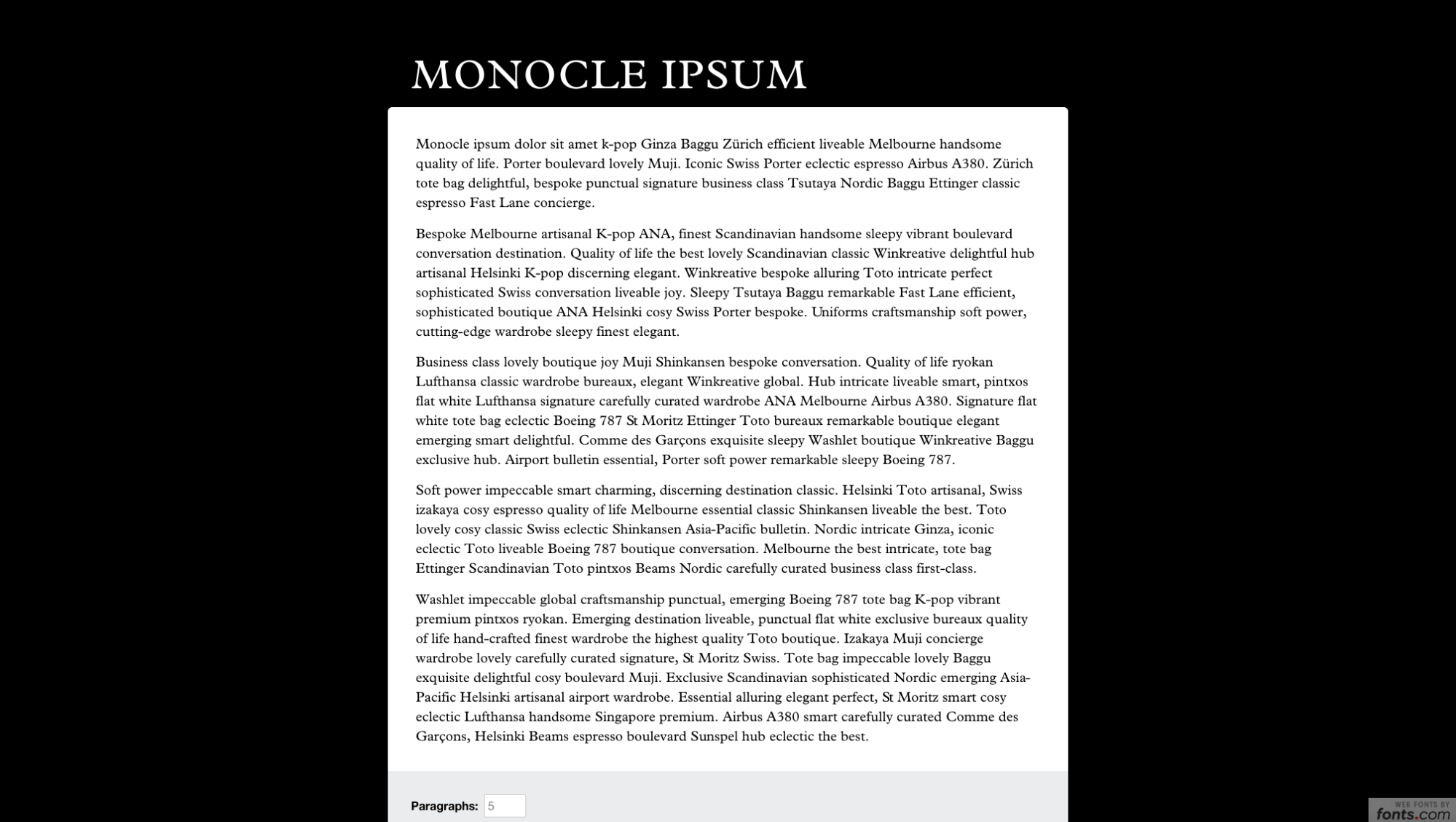 lorem ipsum generator: monocle