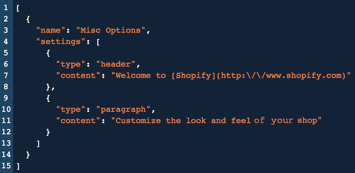 Introduction to Shopify Theme Options: JSON Misc Options