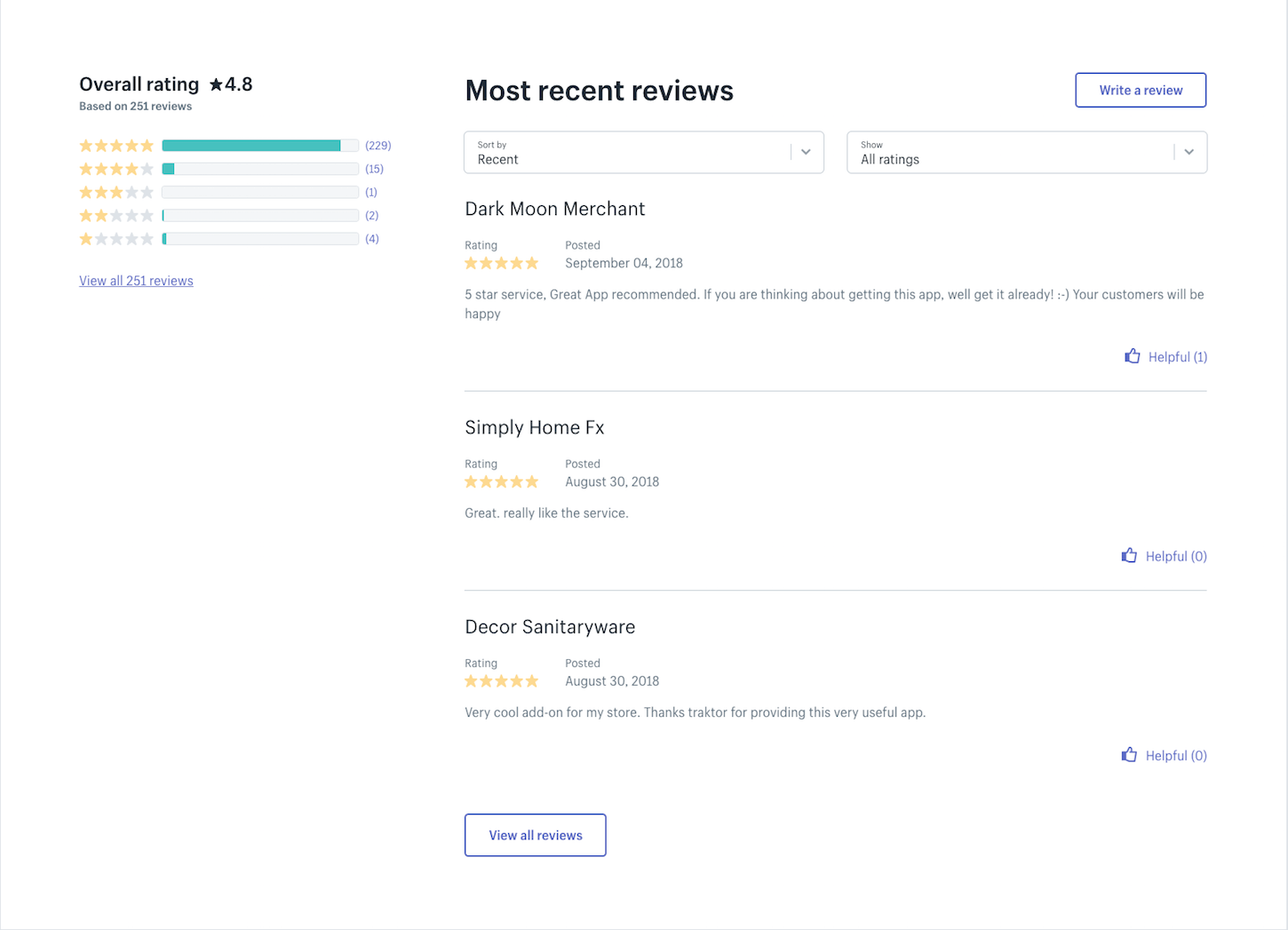 new shopify app store: reviews