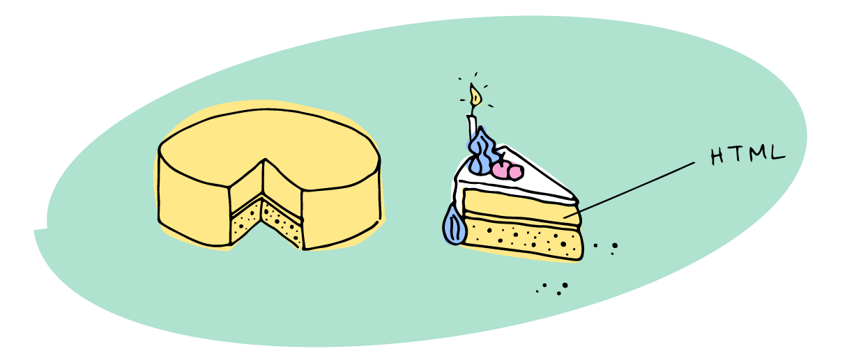 Illustration of a plain cake representing the HTML of progressive enhancement.