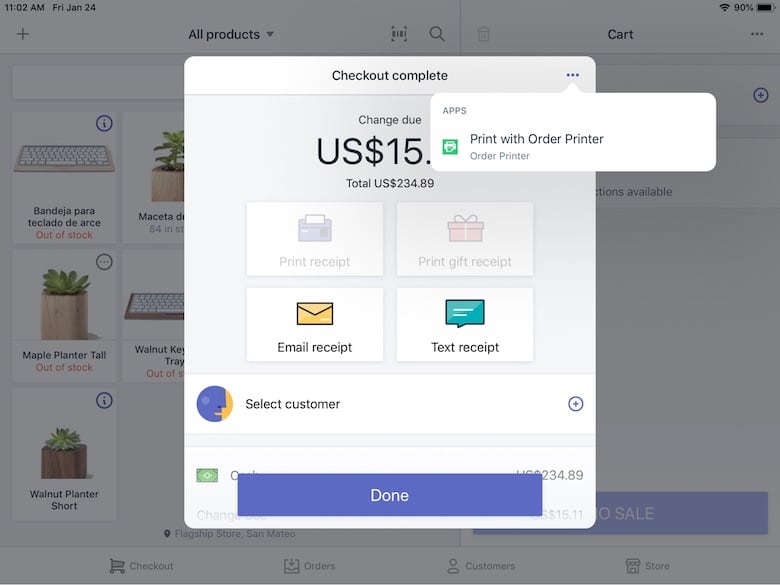 point of sale apps: end of checkout