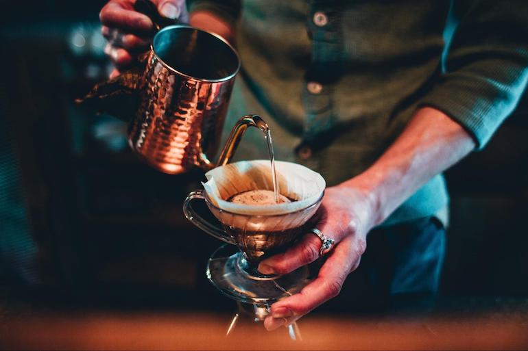 remote work: person pouring coffee, taking breaks