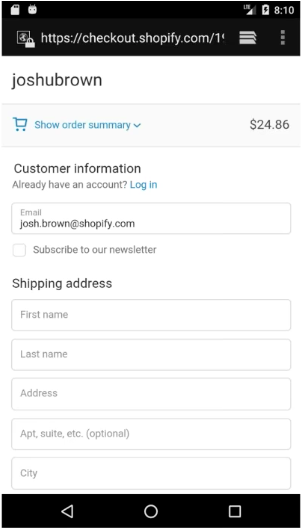 Shopify Android Buy SDK: Mobile checkout example