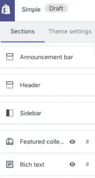 shopify announcement bar: theme editor