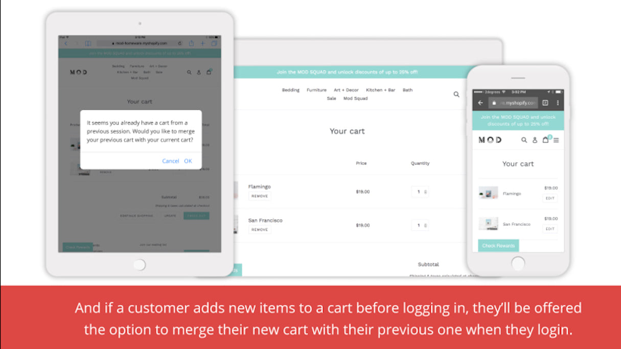 Shopify App Store: Example of Free Persistent Cart App