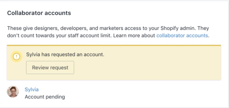 shopify collaborator account: access message