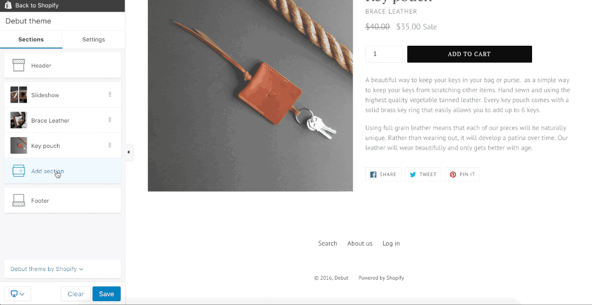 Adding a section to a Shopify Theme