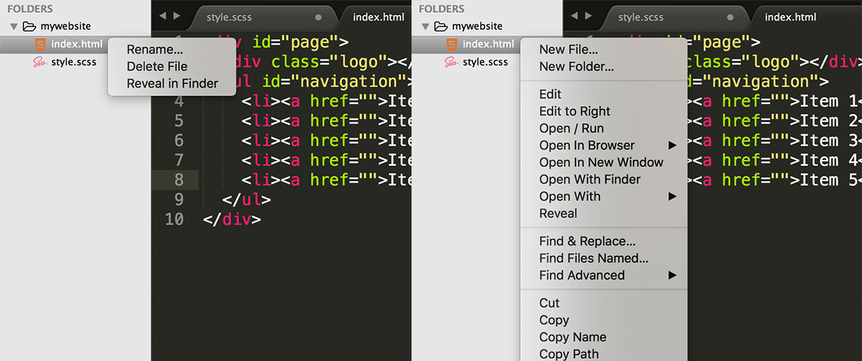 sublime text plugins: sidebarenhancements