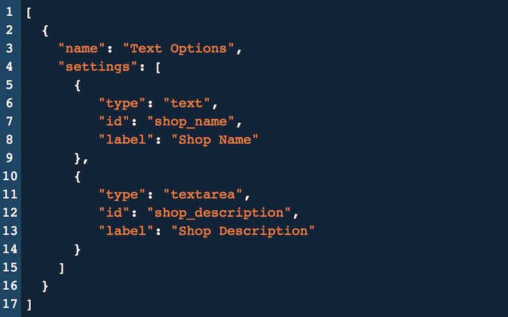 Introduction to Shopify Theme Options: JSON Text Options
