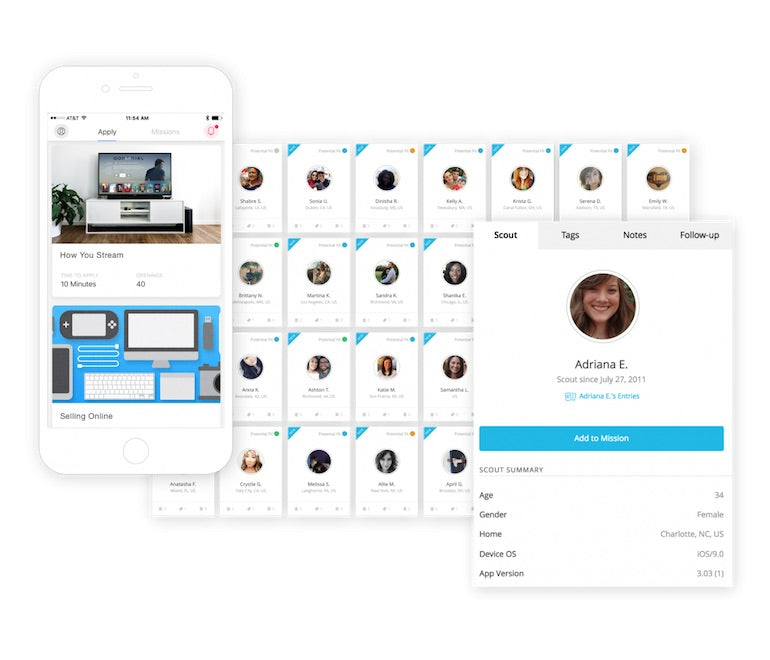 user research methods: dscout interface on mobile and desktop