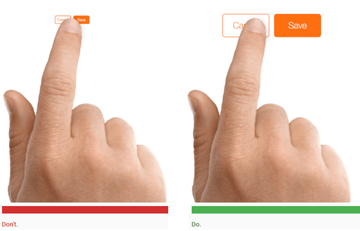 ux laws: fitts law button