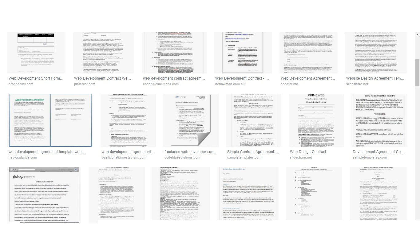 Sample of web development contract templates from Google that won't work for your business