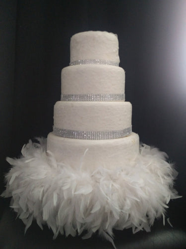 Diamante and Feather surround wedding cake stand  riser - all sizes- many  sizes and colours
