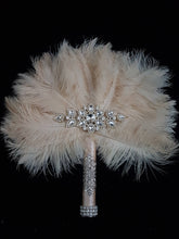 Load image into Gallery viewer, Bridal Feather Fan bouquet, Great Gatsby wedding style -ANY COLOUR
