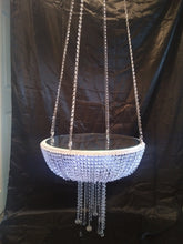Load image into Gallery viewer, Suspended Swing cake stand, SQUARE, Glass Crystal chandelier,  drape stand with mirror top.
