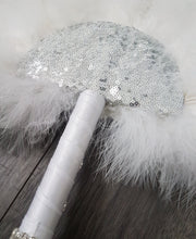 Load image into Gallery viewer, Feather Fan  bouquet luxury  alternative  Bouquet  Great Gatsby wedding style -ANY COLOUR  Artificial ,Alternative bouquet
